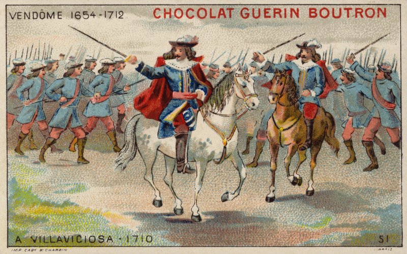 Vendome hercege a villaviciosa-i csatában (chromolitho) alkotó: French School