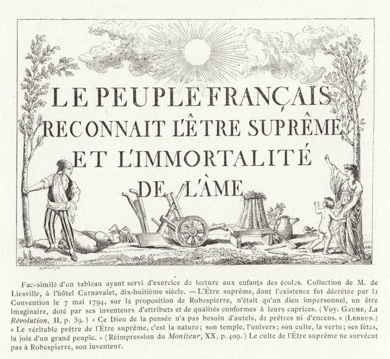 A francia nép elismeri a Legfelsőbb Lényt és a lélek halhatatlanságát alkotó: French School