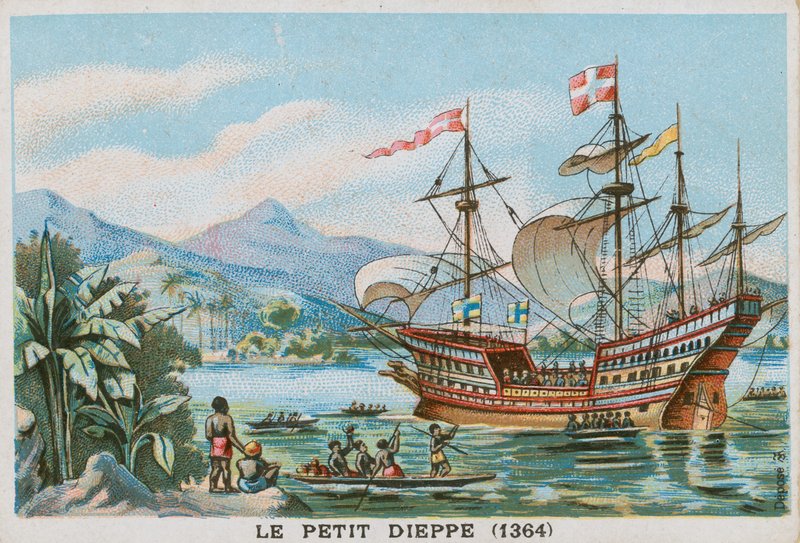 A Petit Dieppe francia hajó Nyugat-Afrika partjainál, 1364 alkotó: French School