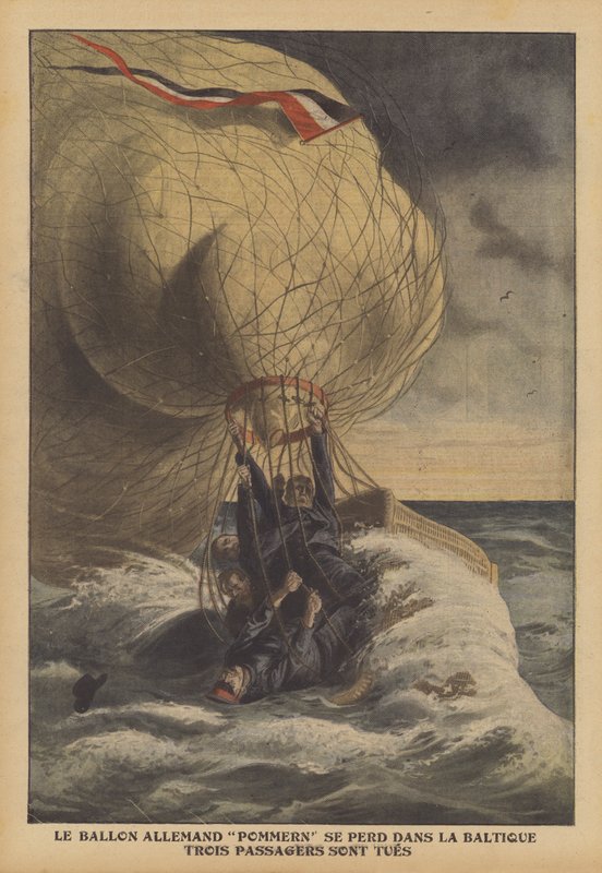 Lezuhan a német Pommern ballon a Balti-tengerben (színes litó) alkotó: French School