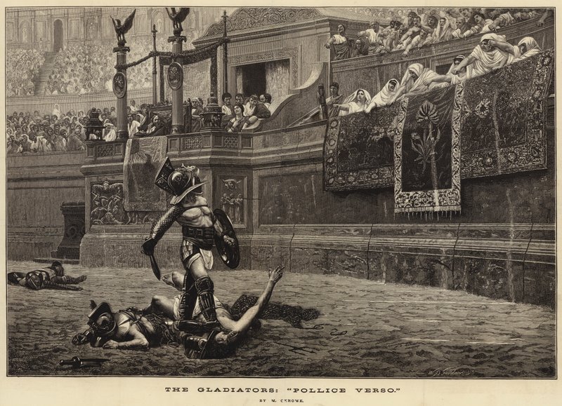 A gladiátorok, "Pollice Verso" (metszet) alkotó: French School