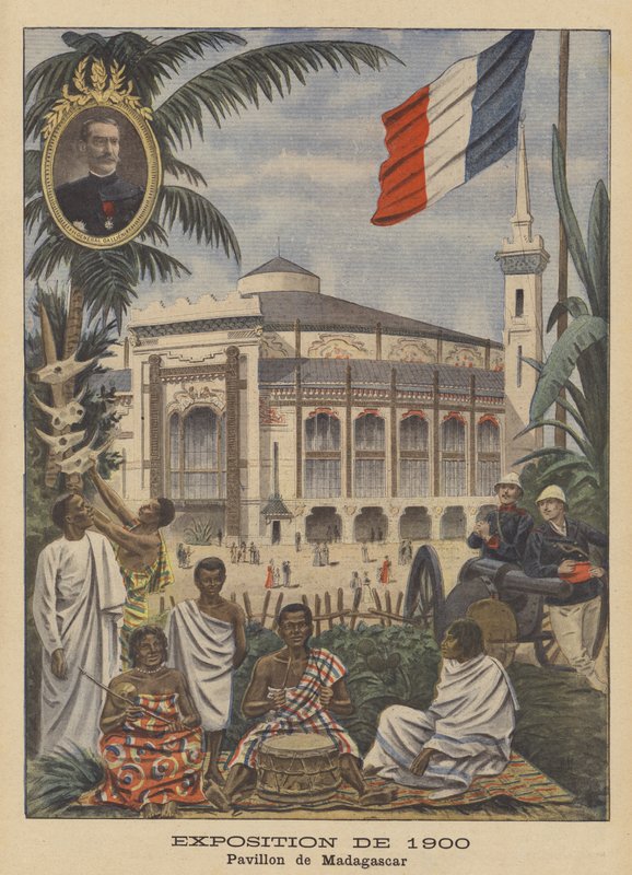Madagaszkár pavilonja az Exposition Universelle 1900-ban Párizsban (színes litó) alkotó: French School