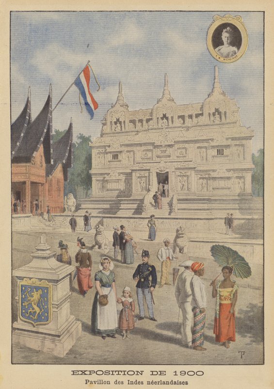 A holland Kelet-Indiák pavilonja az 1900-as párizsi Exposition Universelle-ben (színes litó) alkotó: French School