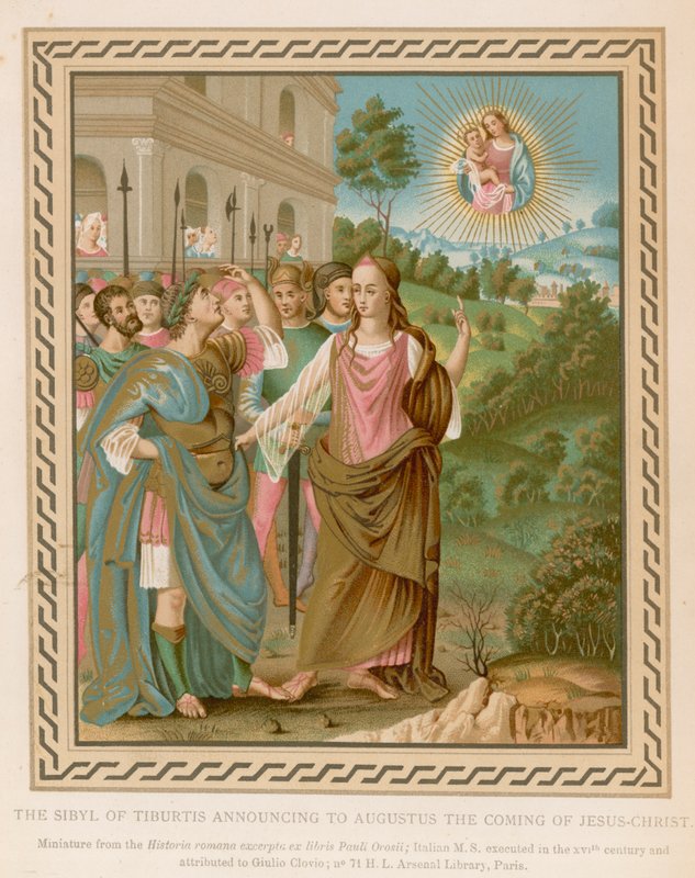 Tiburtis Szibillája, amely Augustusnak hirdeti Jézus Krisztus eljövetelét (chromolitho) alkotó: French School