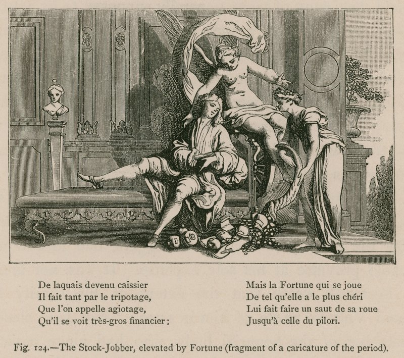 A Fortune által emelt Stock-Jobber (a korszak karikatúrájának töredéke) alkotó: French School