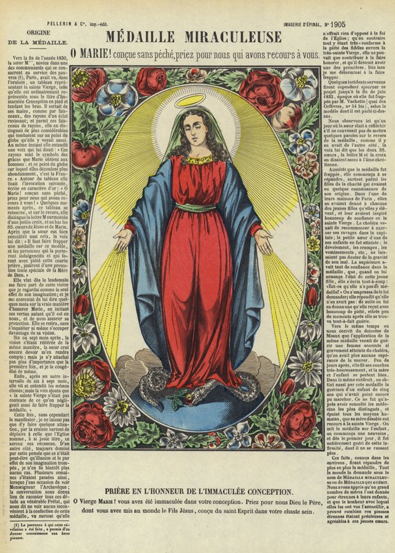Szűz Mária és a csodatévő medál (színes litográfia) alkotó: French School