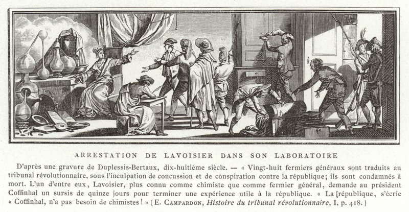 Antoine Lavoisier letartóztatása a laboratóriumában, 1794 alkotó: French School