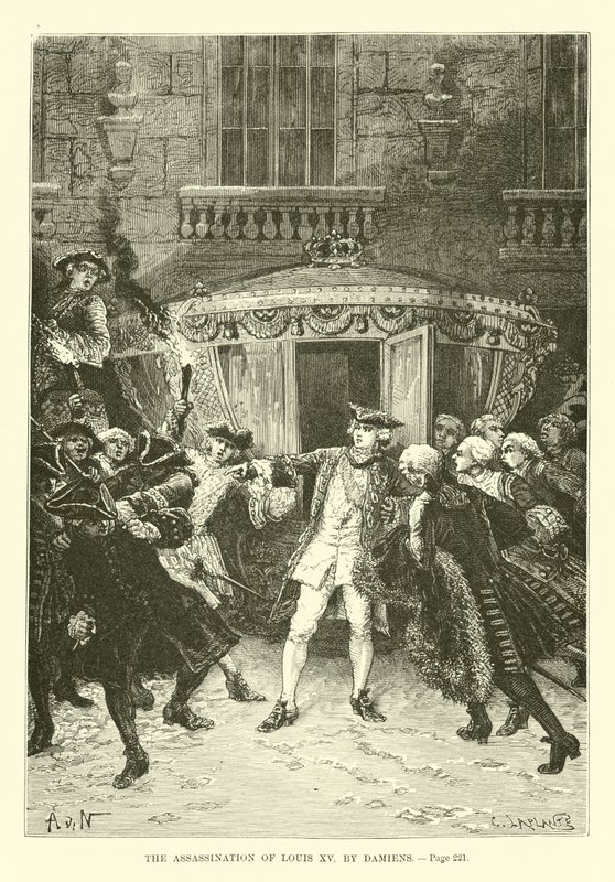 XV. Lajos meggyilkolása Damiens által alkotó: French School