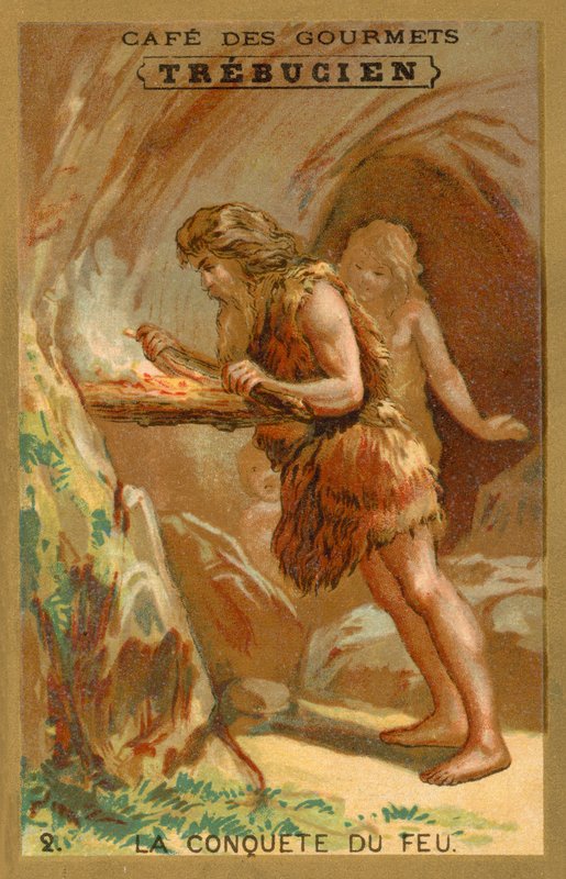 A tűz hódítása (chromolitho) alkotó: French School