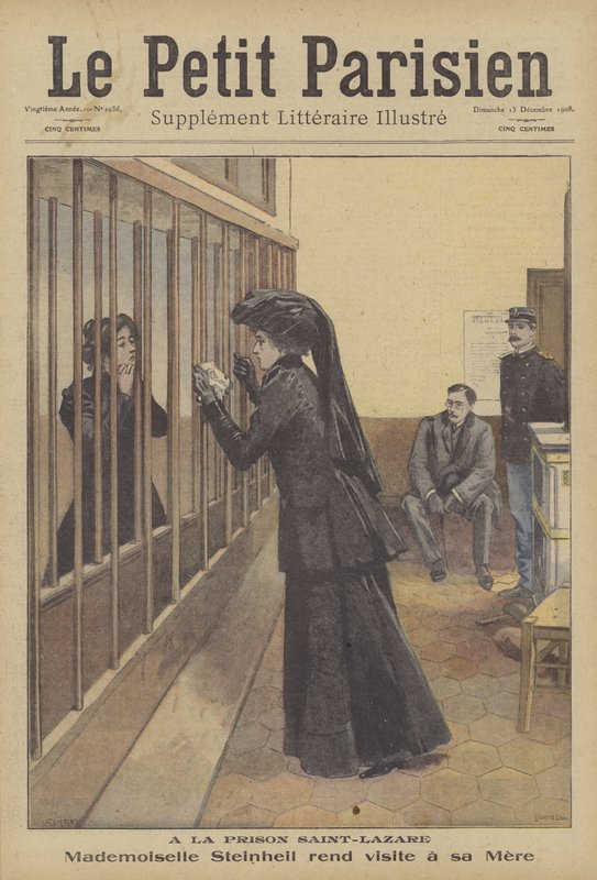Marguerite Steinheil lánya meglátogatja édesanyját a párizsi Saint-Lazare börtönben (színes litó) alkotó: French School