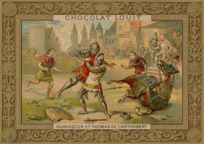Bertrand Du Guesclin (c 1320-1380) és Thomas of Canterbury párharca alkotó: French School