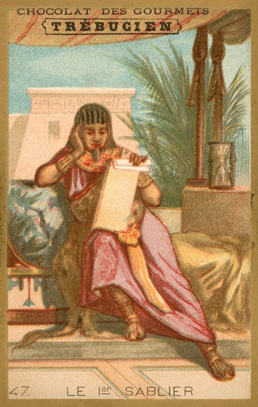 Az első homokóra (chromolitho) alkotó: French School