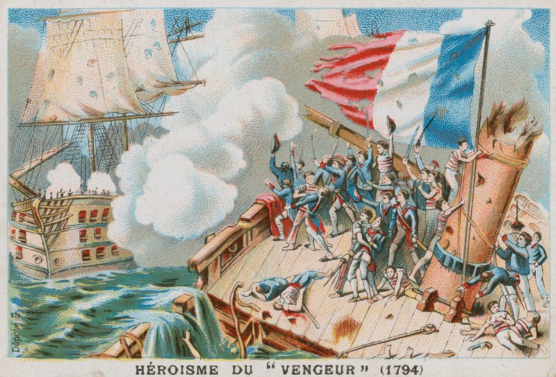 A Vengeur du Peuple francia hadihajó hősiessége, 1794. alkotó: French School