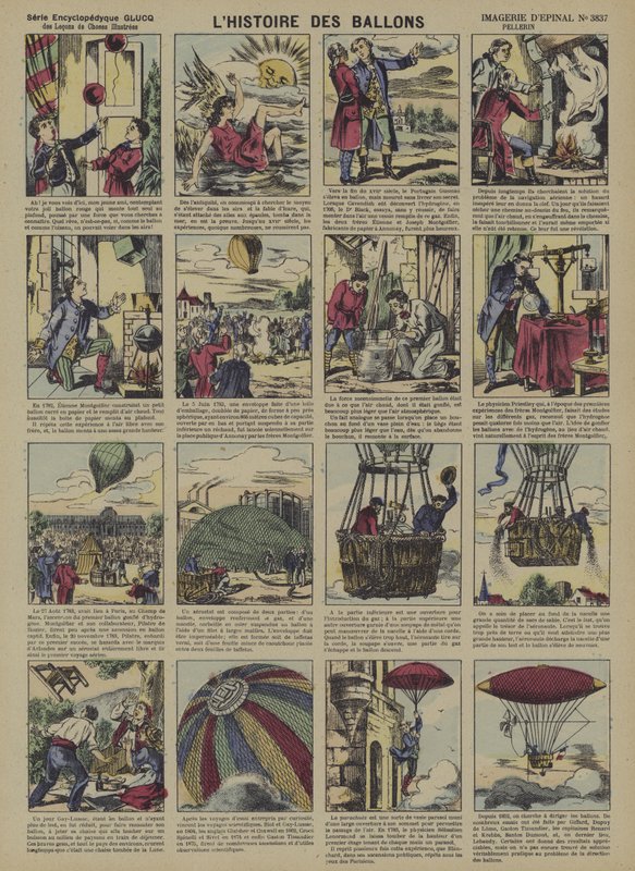 A léggömbök története (színes litho) alkotó: French School