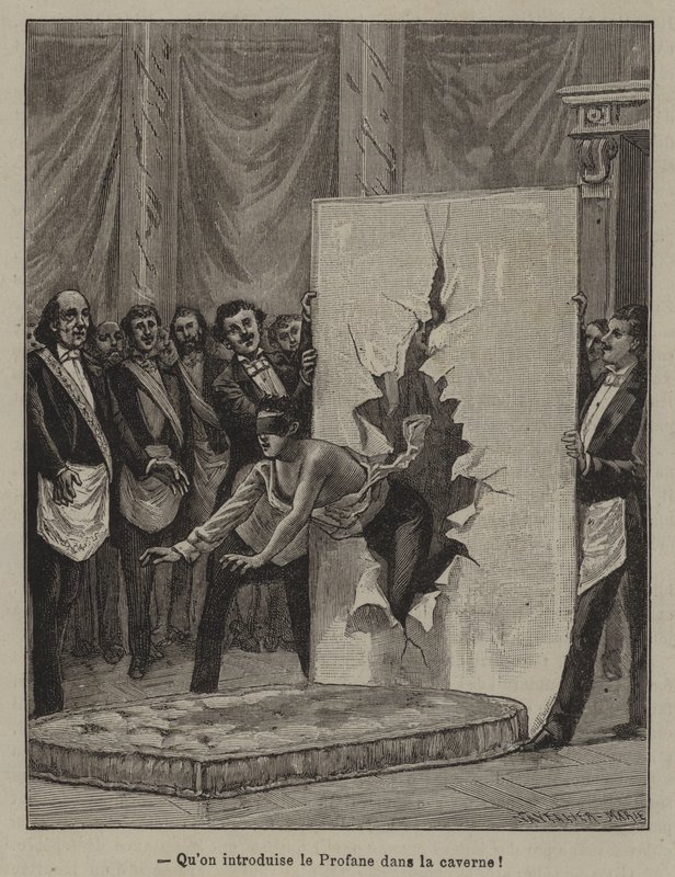 A jelölt bevezetése a barlangba (metszet) alkotó: French School