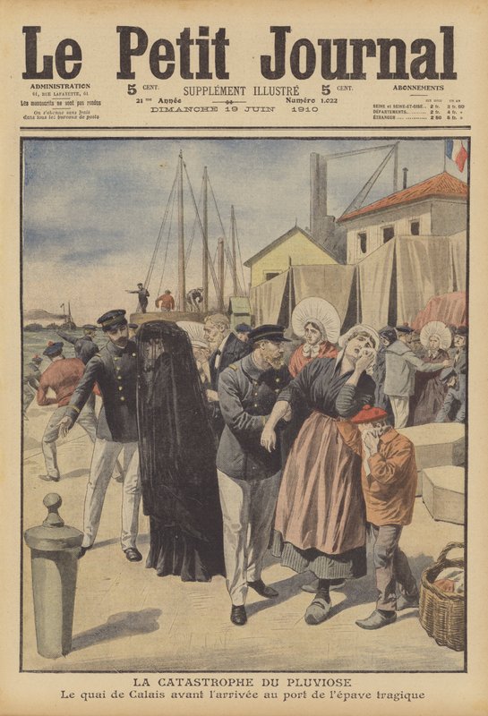A francia haditengerészet Pluviose tengeralattjárójának elvesztése (színes litho) alkotó: French School