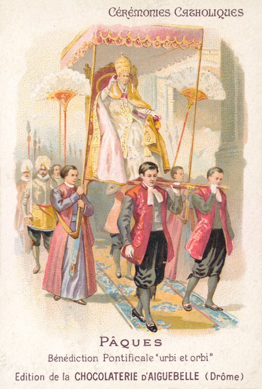 A pápát a hagyományos húsvéti áldáshoz viszik (kromolito) alkotó: French School
