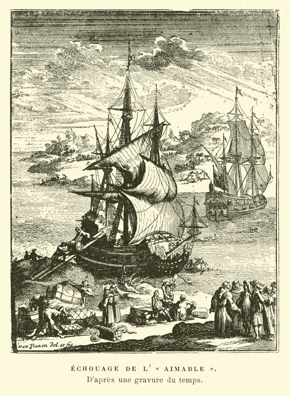 A lAimable megakadása, Matagorda Bay, Texas, 1685 alkotó: French School