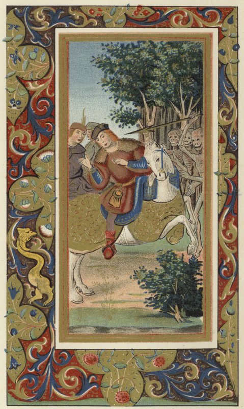 A három halott és a három élő ember alkotó: French School