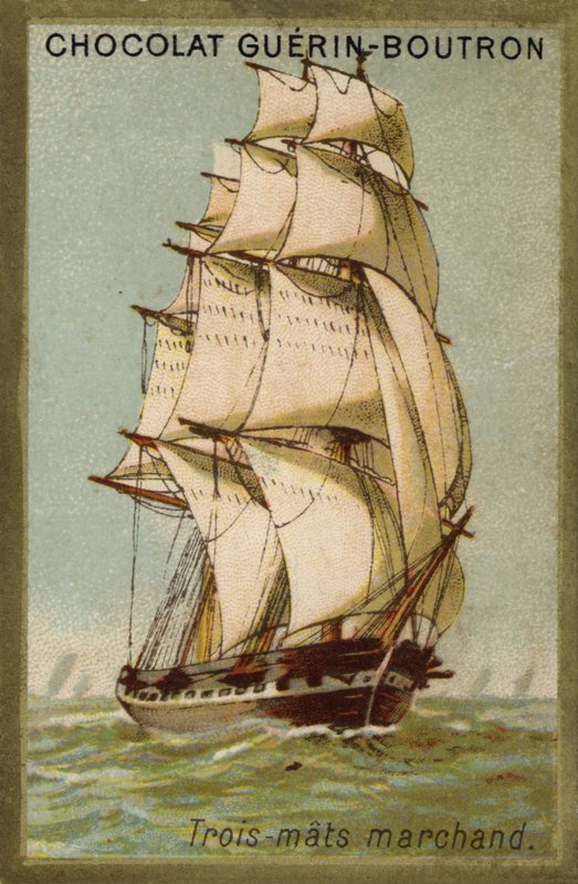 Háromárbocos kereskedelmi hajó (chromolitho) alkotó: French School