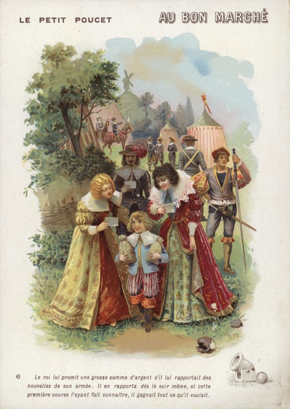 Tom Thumb, a fiú, aki pénzeszsákot tart alkotó: French School