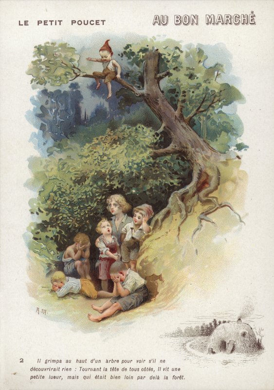 Tom Thumb a fán ül alkotó: French School