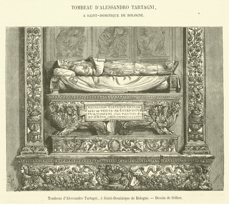 Alessandro Tartagni sírja Saint-Dominique de Bolognában (metszet) alkotó: French School