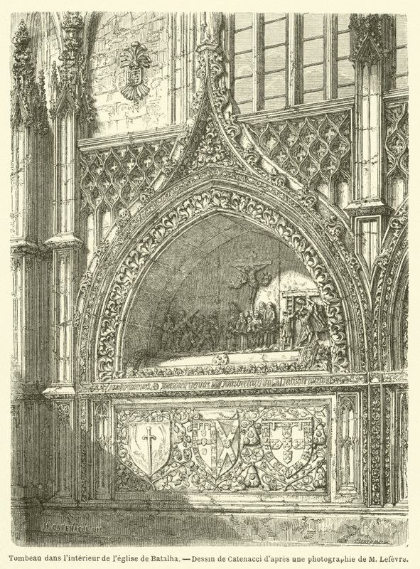 Sír a Batalha templomban (metszet) alkotó: French School