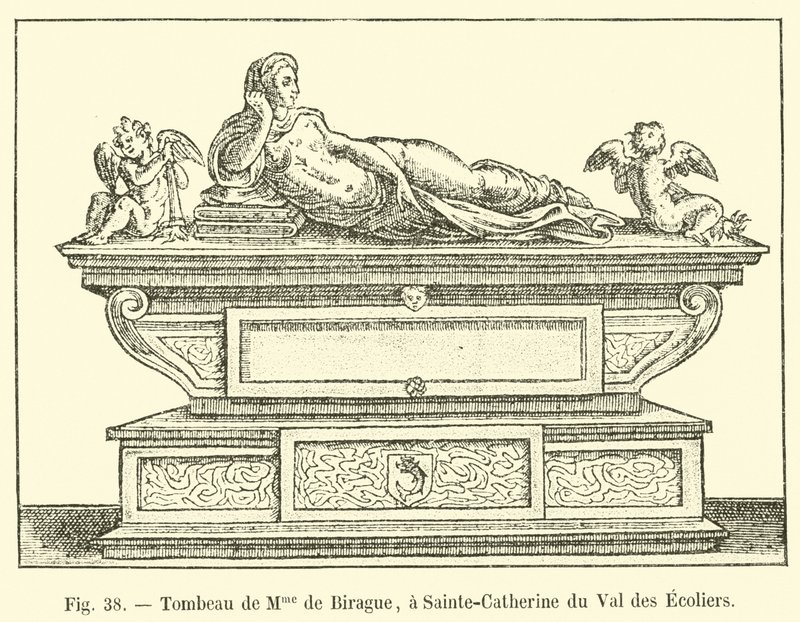 Madame de Birague sírja Sainte-Catherine du Val des Ecoliers-ben alkotó: French School