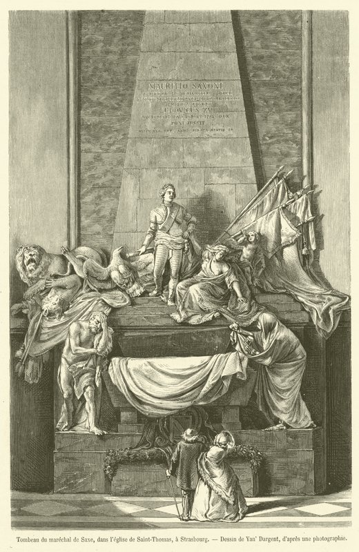 Szász marsall sírja a Szent Tamás-templomban, Strasbourgban (metszet) alkotó: French School