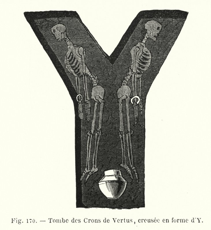 Crons de Vertus sírjai, Y alakban ásva (metszet) alkotó: French School