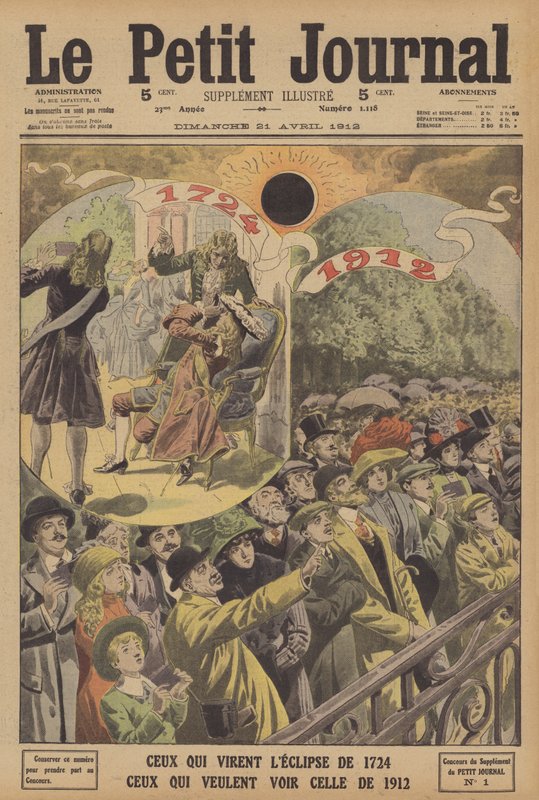 Teljes napfogyatkozás 1724-ben és 1912-ben (színes litó) alkotó: French School