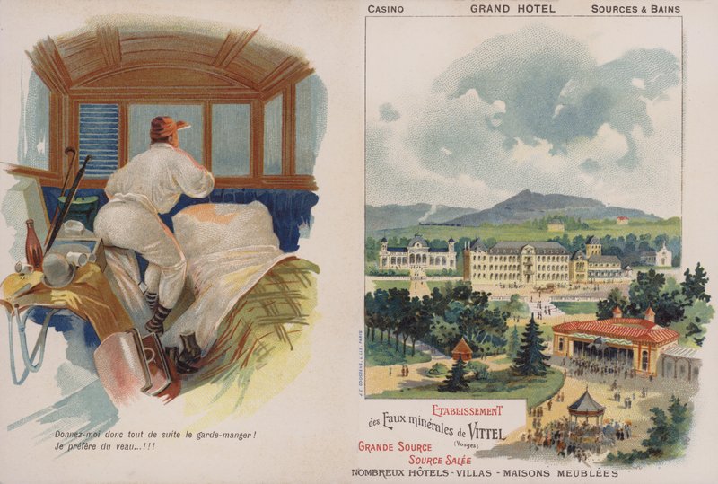 A francia Vittel (chromolitho) fürdőhelyet reklámozó kártya alkotó: French School