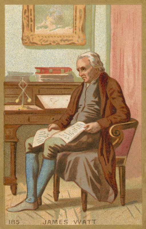 James Watt portréját ábrázoló kereskedelmi kártya alkotó: French School