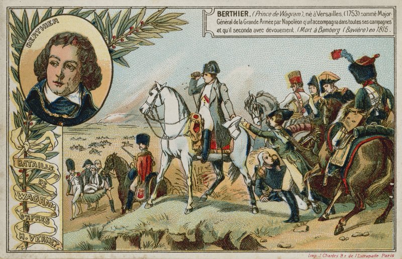 Kereskedelmi kártya a wagrami csatát ábrázoló képpel alkotó: French School