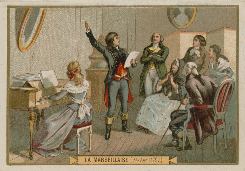 Kereskedelmi kártya Rouget de Lisle képével alkotó: French School