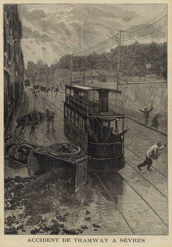 Villamosbaleset Sevres-ben, Franciaországban, 1897 alkotó: French School