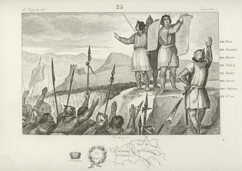 Szerződés Kopasz Károly és testvére, Német Lajos között, Strasbourg, 842 alkotó: French School