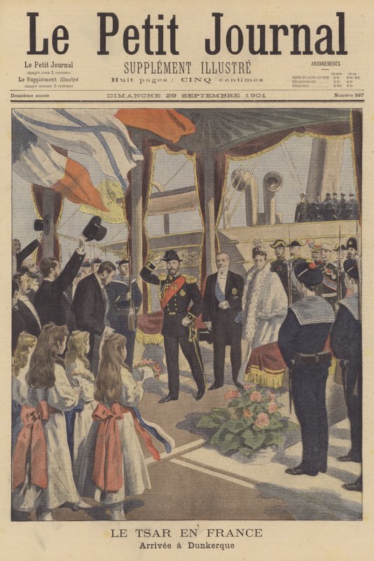 II. Miklós orosz cár franciaországi látogatása alkalmával Dunkerque-be érkezik (színes litó) alkotó: French School