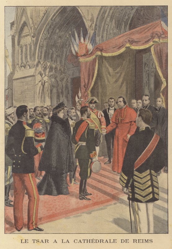 II. Miklós orosz cár a reimsi székesegyházban franciaországi látogatása során (színes litó) alkotó: French School