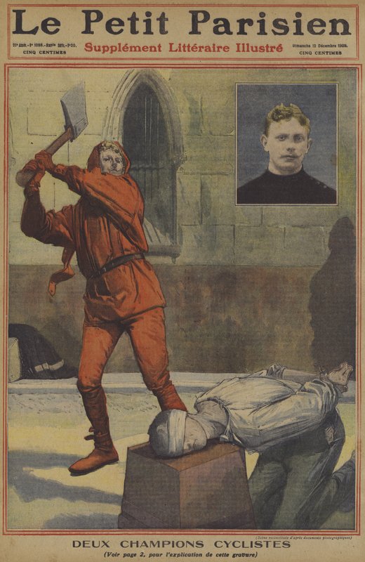 Két bajnok kerékpáros (színes litho) alkotó: French School