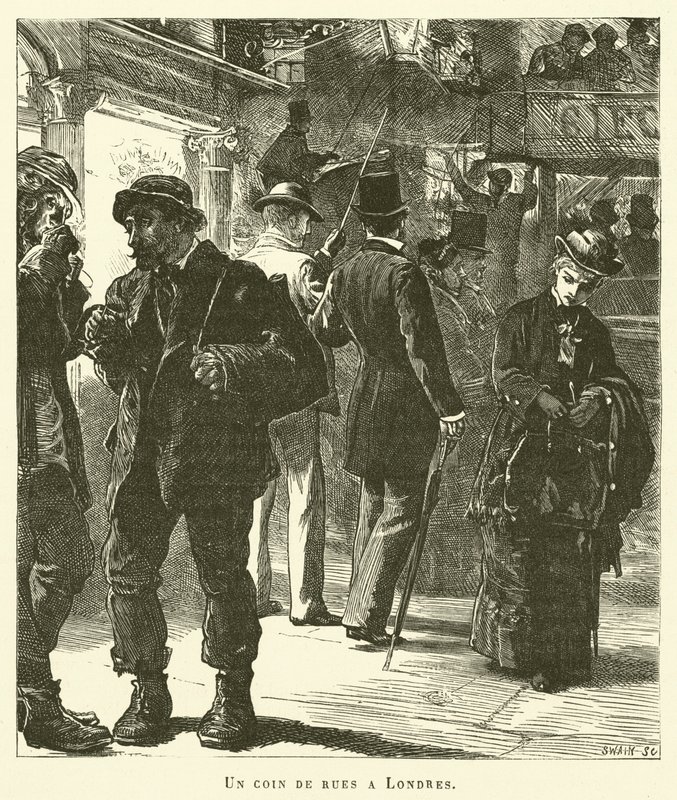 Egy utcasarok Londonban (metszet) alkotó: French School