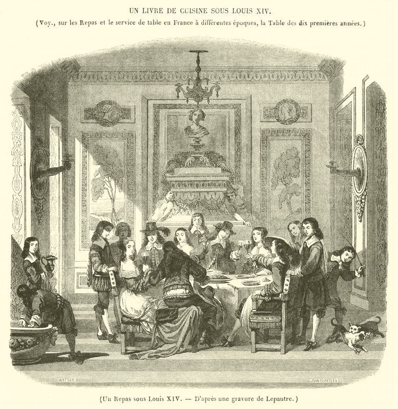 Egy étkezés XIV. Lajos alatt (metszet) alkotó: French School
