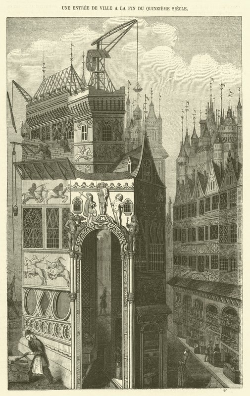 A város bejárata a tizenötödik század végén (metszet) alkotó: French School