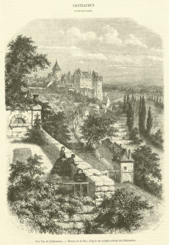 Chateaudun kilátása (metszet) alkotó: French School
