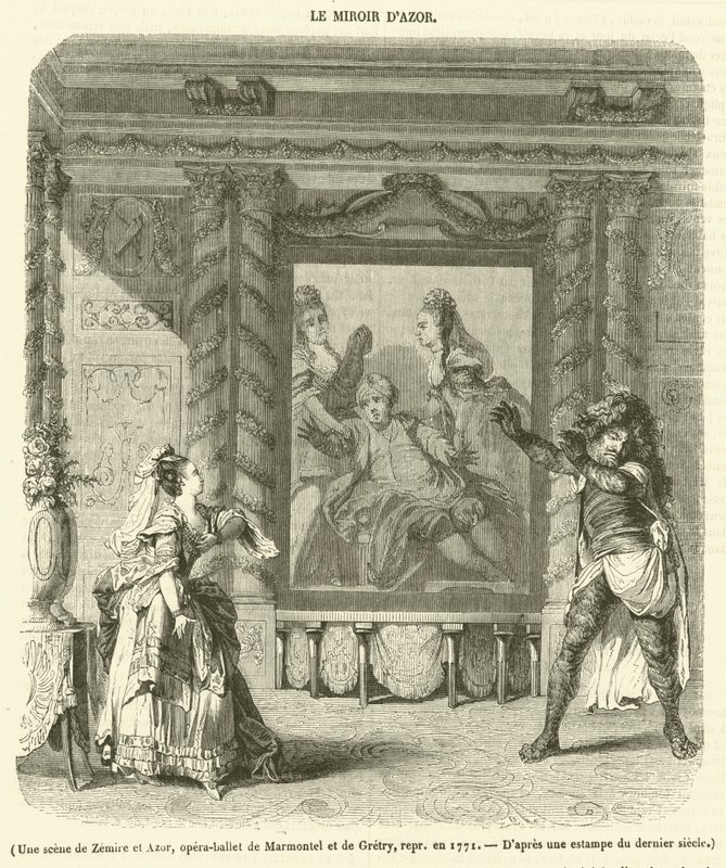 Jelenet a Zemire és Azorból, Marmontel és Gretry opera-balettje, 1771-ben (metszet) alkotó: French School