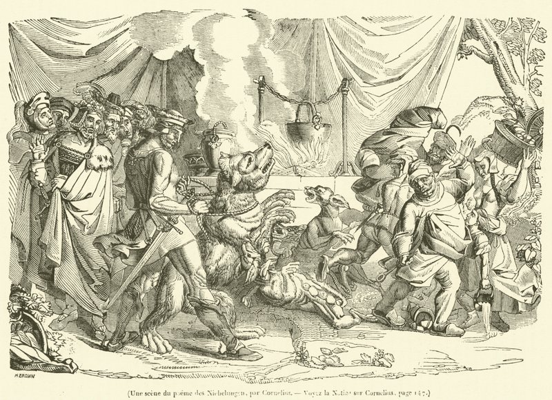 Une scene du poeme des Niebelungen (metszet) alkotó: French School