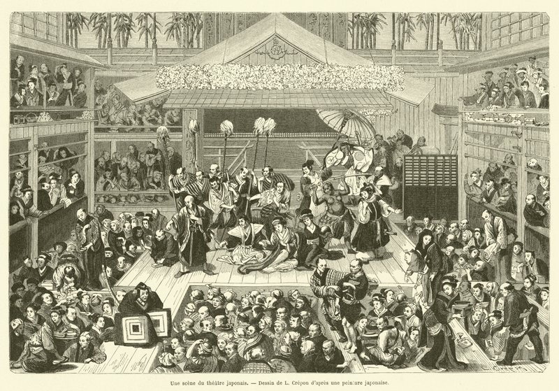Jelenet a japán színházból (metszet) alkotó: French School