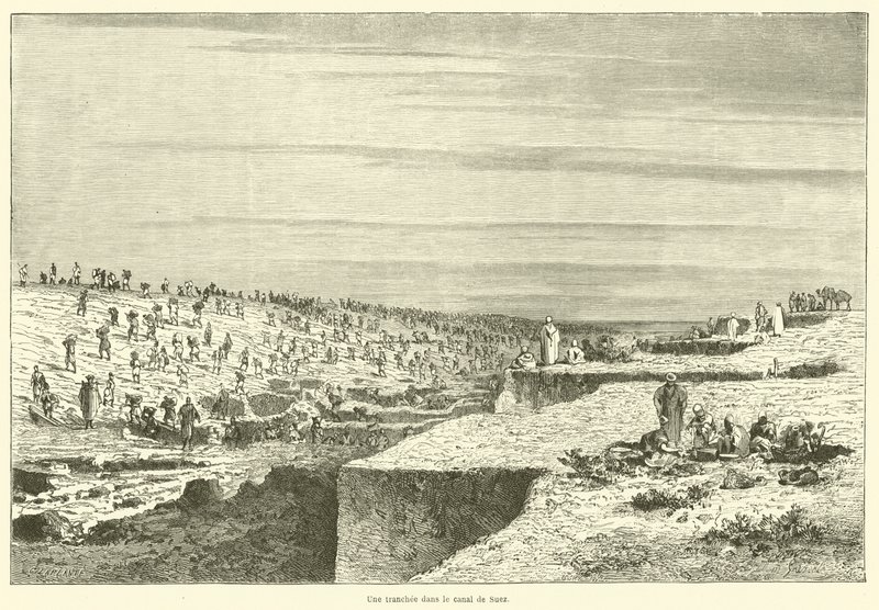 Egy árok a Szuezi-csatornában (metszet) alkotó: French School
