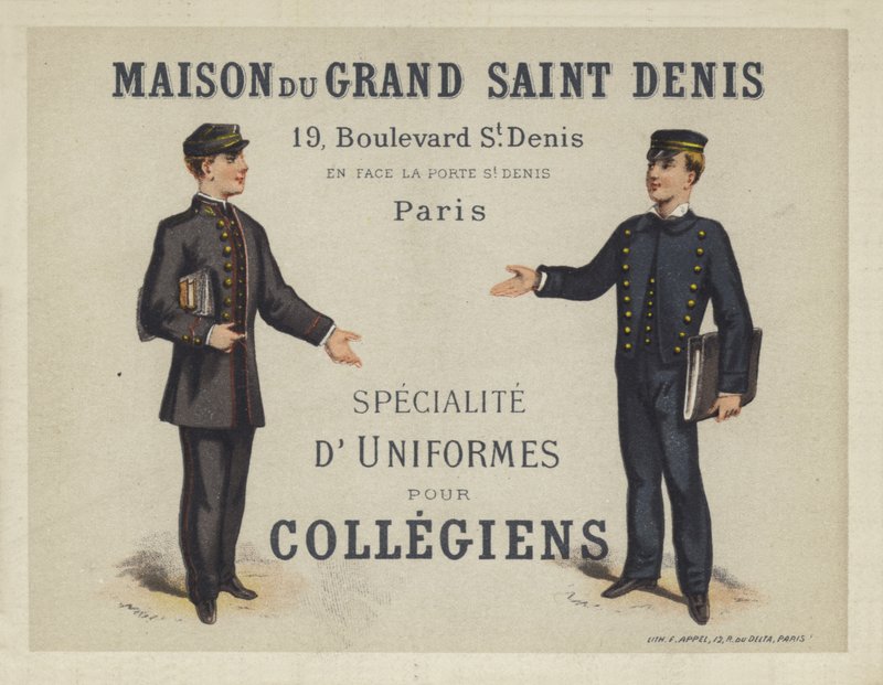 Francia Collegiens egyenruha, Maison du Grand Saint Dennis reklámja alkotó: French School